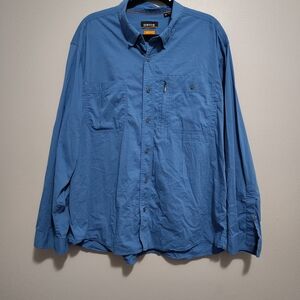 Orvis Blue Casual Button Down Shirt Relaxed Fit